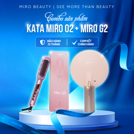Combo Gương Led Trang Điểm KATA Miro O2 và Máy tạo kiểu tóc ion KATA Miro G2